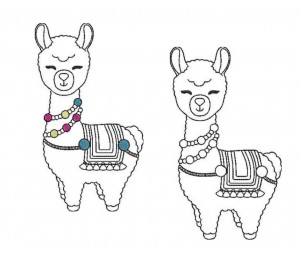 Stickdatei - Lama 2 Line Art